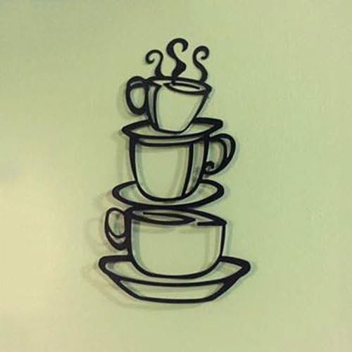 Super Z Outlet Black Coffee Cup Silhouette Metal Wall Art for Home Decoration, Java Shops, Restaurants - 图片 3