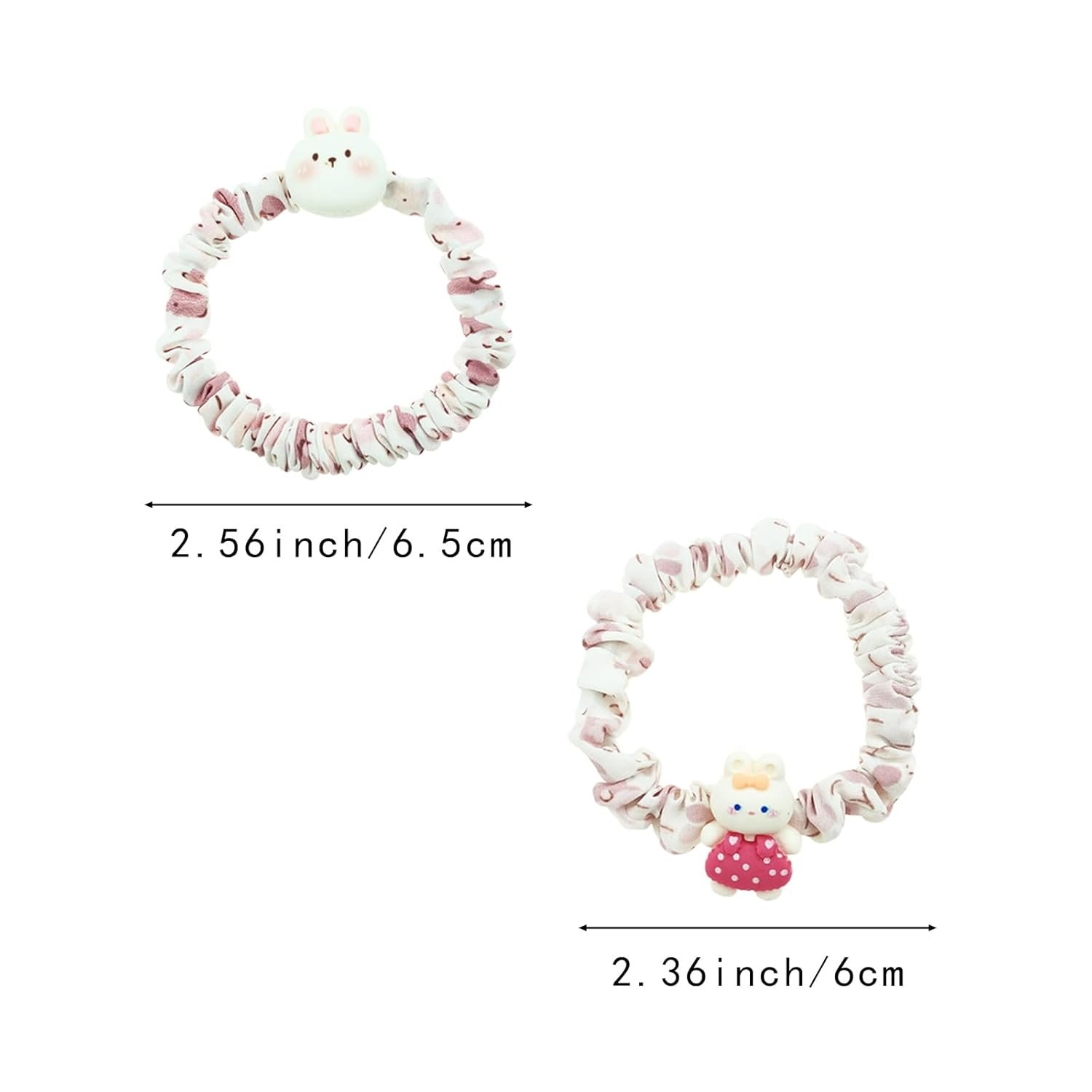 4PCS Cute Hair Ties Cartoon Bunny Hair Scrunchies for Women,Cute Ponytail Holder for Thick Hair - 图片 2