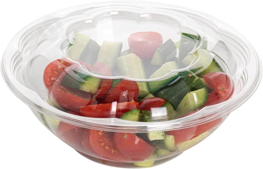 Plastic Salad Bowls with Airtight Lids Ideal for Meal Prep, Takeout, Catering, Parties