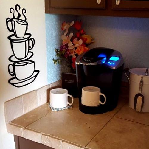Super Z Outlet Black Coffee Cup Silhouette Metal Wall Art for Home Decoration, Java Shops, Restaurants - 图片 2