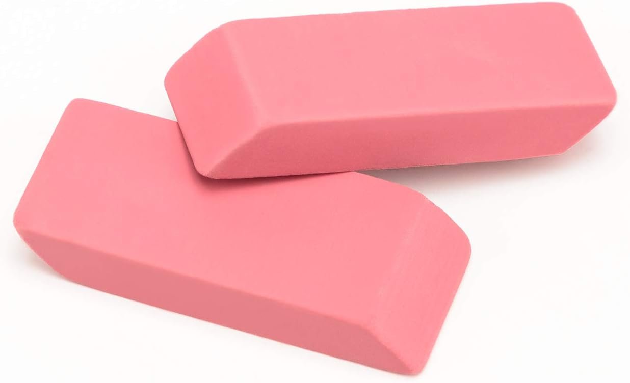 Basics Rectangular Eraser, 24 Count, Pink