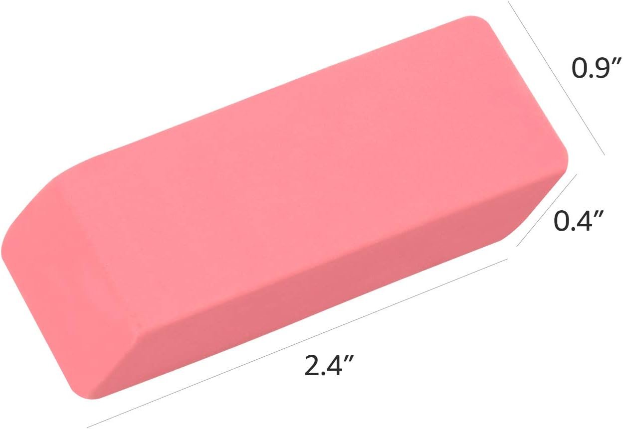Basics Rectangular Eraser, 24 Count, Pink - 图片 4