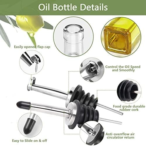 Olive Oil Dispenser Bottle, 2 Pcs Glass Olive Oil Dispenser and Vinegar Dispenser Set with 2 Stainless Steel Pourers, 4 Labels - 图片 3