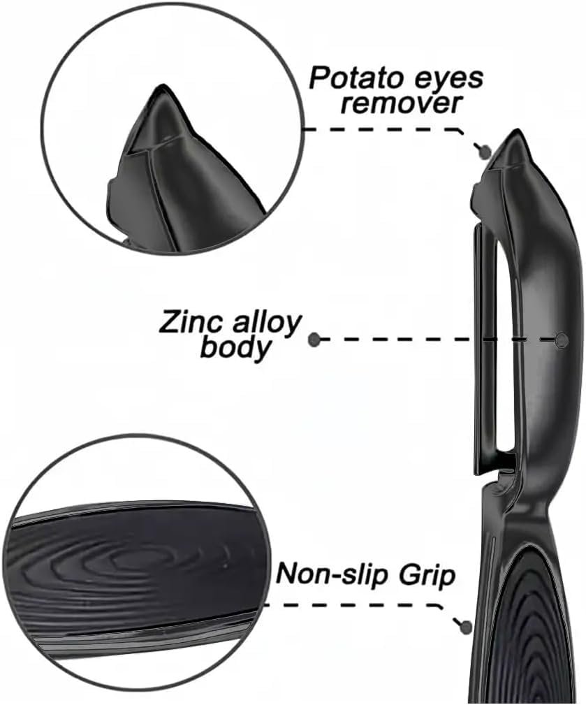 Premium Vegetable Peeler Set – Ultra Sharp Stainless Steel Blades with Non-Slip Ergonomic Handles for Easy Potato - 图片 3