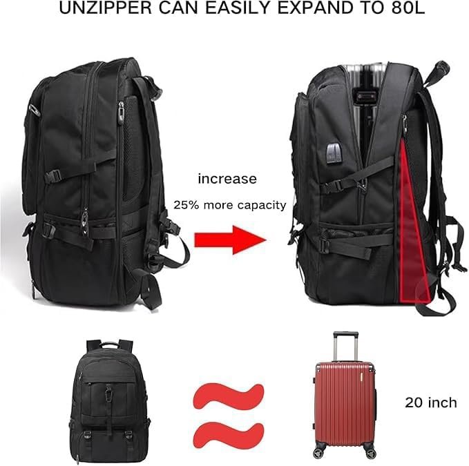 Extra Large 60L Traveling College Backpack,Large Capacity Backpack for Men Women - 图片 5