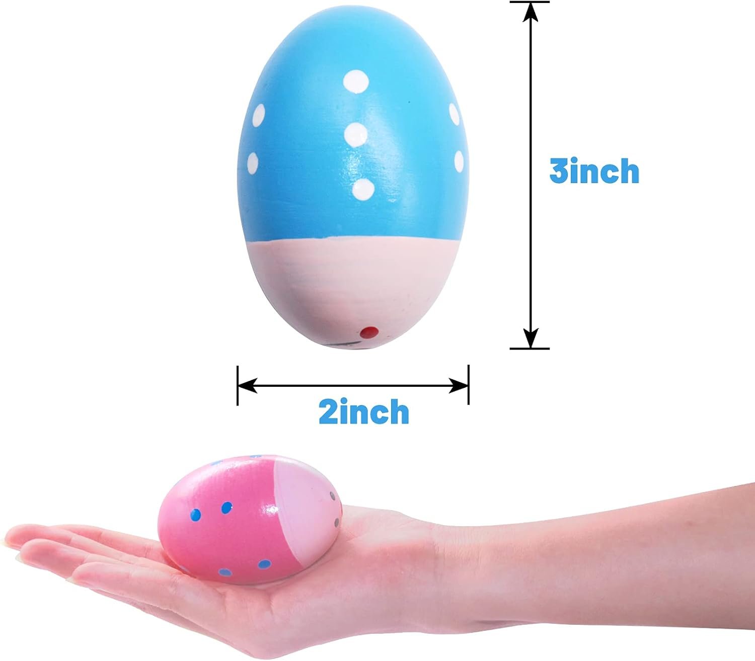 Wooden Egg Shakers, 6Pcs Hand Musical Maracas Percussion Instruments Musical Shake for Toddler, Egg Fillers, Montessori Maracas for Kids Baby with Storage Bag - 图片 3