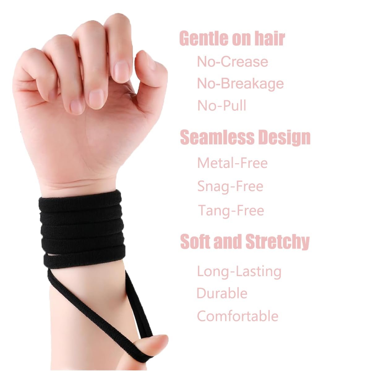 20pcs Thick Seamless Hair Ties for Curly Heavy and Long Hair - Hair Elastics for Women Men Girls Big Pony tails Holders - 图片 3