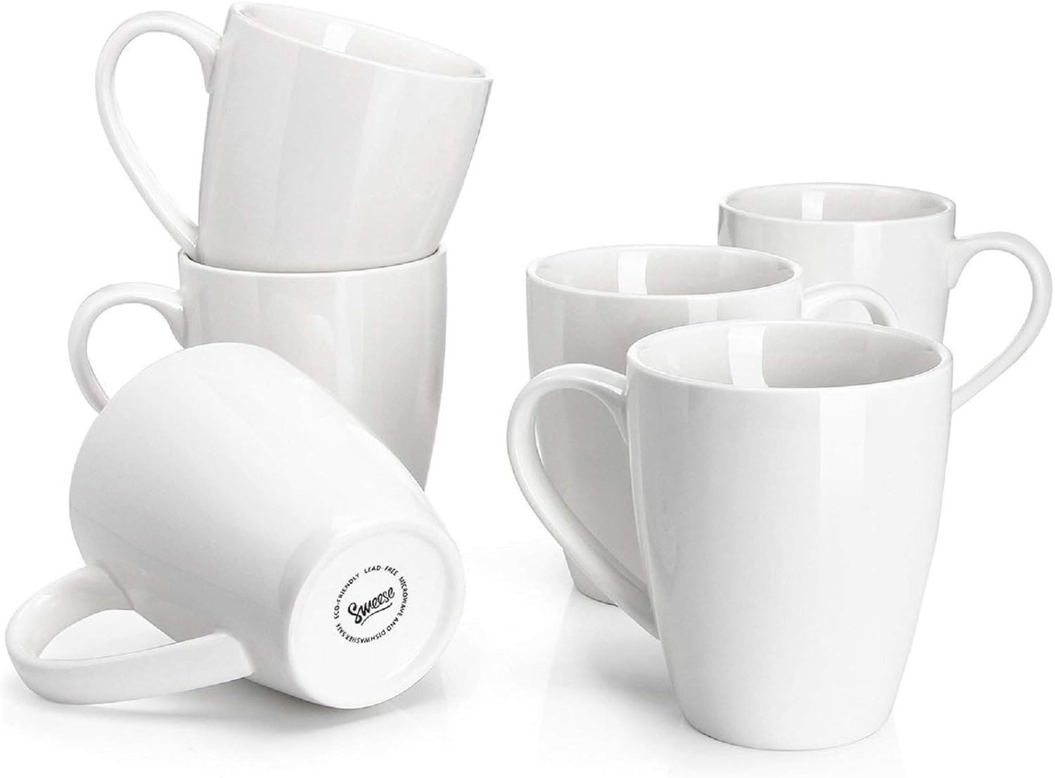 16 Ounce - Set of 6, Cups for Latte, Hot Tea, Cappuccino, Mocha, Cocoa, White