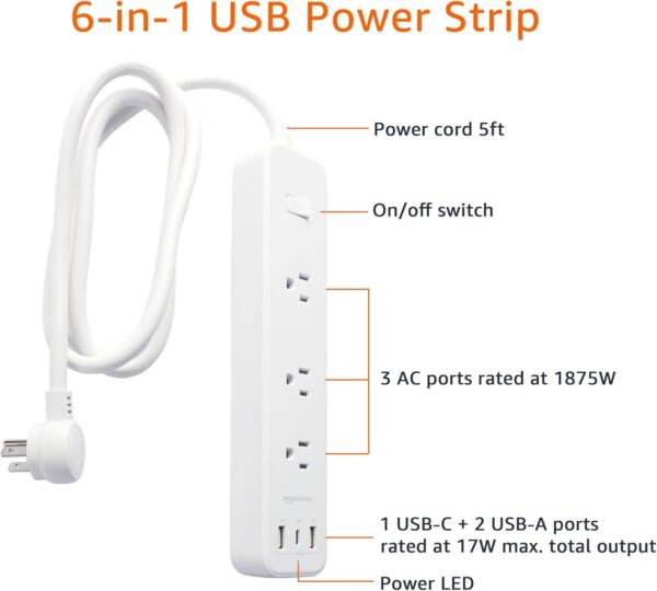 3 Outlets and 4 USB Ports(1 USB C), Non Surge Protector for Cruise Ship, Travel, Home Office - 图片 3