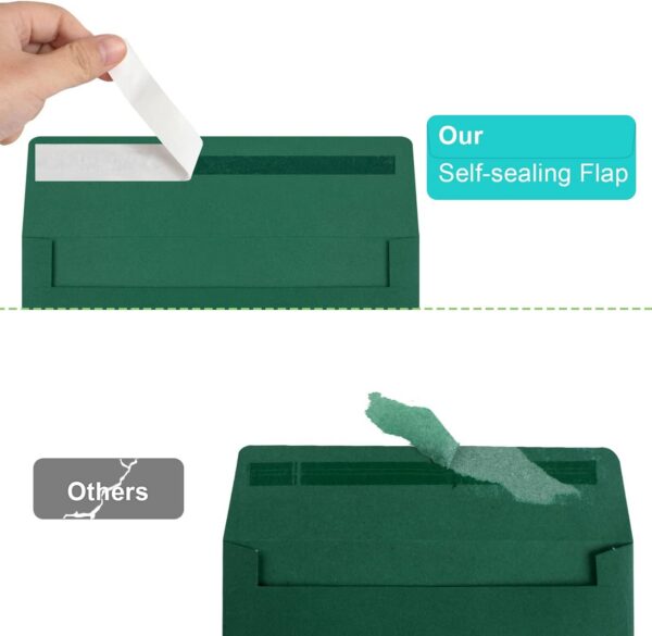 65 Pack Dark Green Self Seal Envelopes - A4, 4x6 Sizes for Invitations, Weddings, Photos, Greeting Cards & Mailing - 图片 2
