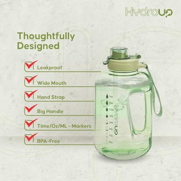 Large Clear Plastic Water Jug with 2-in-1 Straw & Chug Lid, Motivational Time Markers, BPA-Free, Leakproof - 图片 2