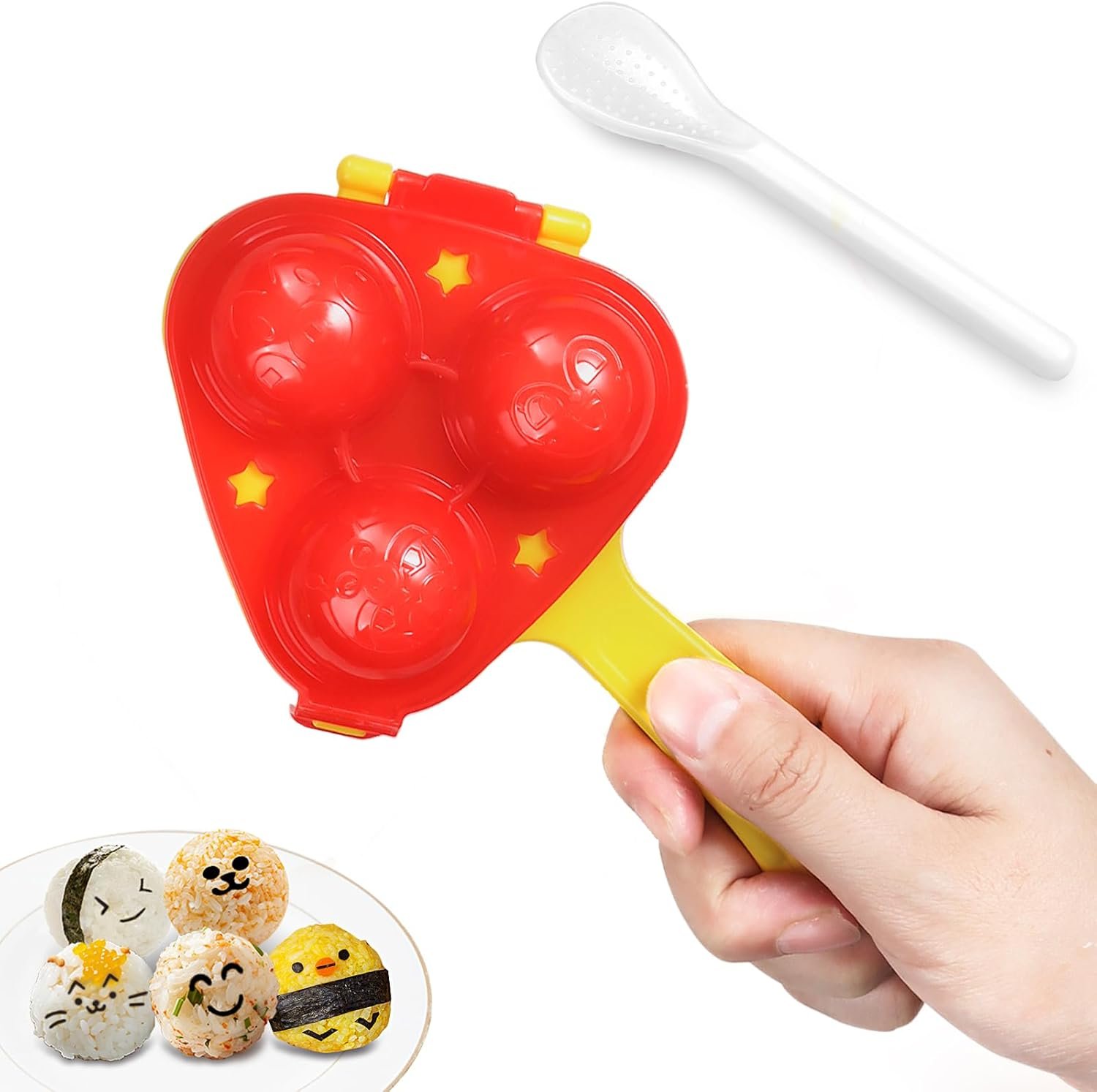 Rice Ball Mold, Upgraded Rice Ball Shaker, Onigiri Rice Ball Maker Molds for Kids, DIY Mini Sushi Maker Mold