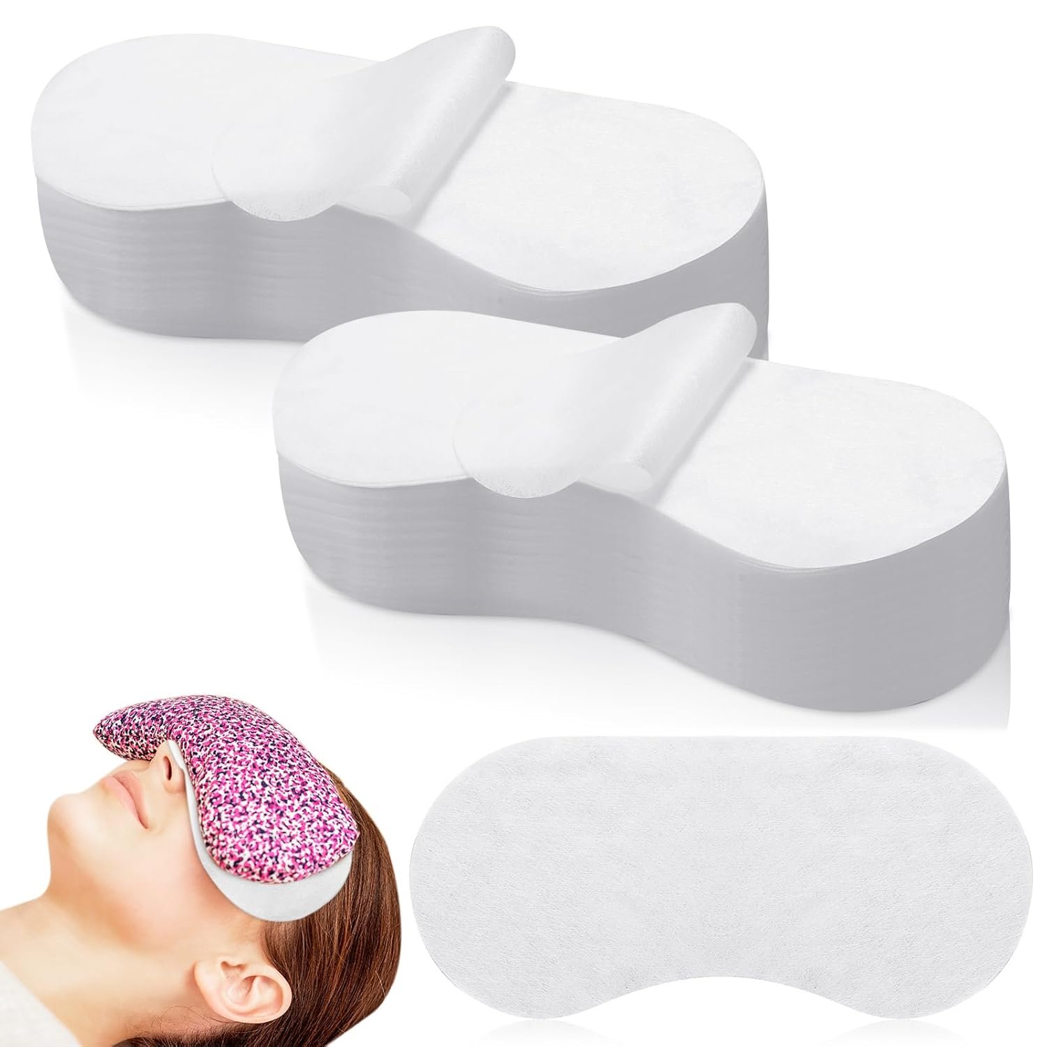 300 Pcs Disposable Eye Pillow Covers Care Cotton Sheet, Facial Eye Covers Spa Cotton Paper, Cosmetic Facial Paper Sheet Nose Face Pads,