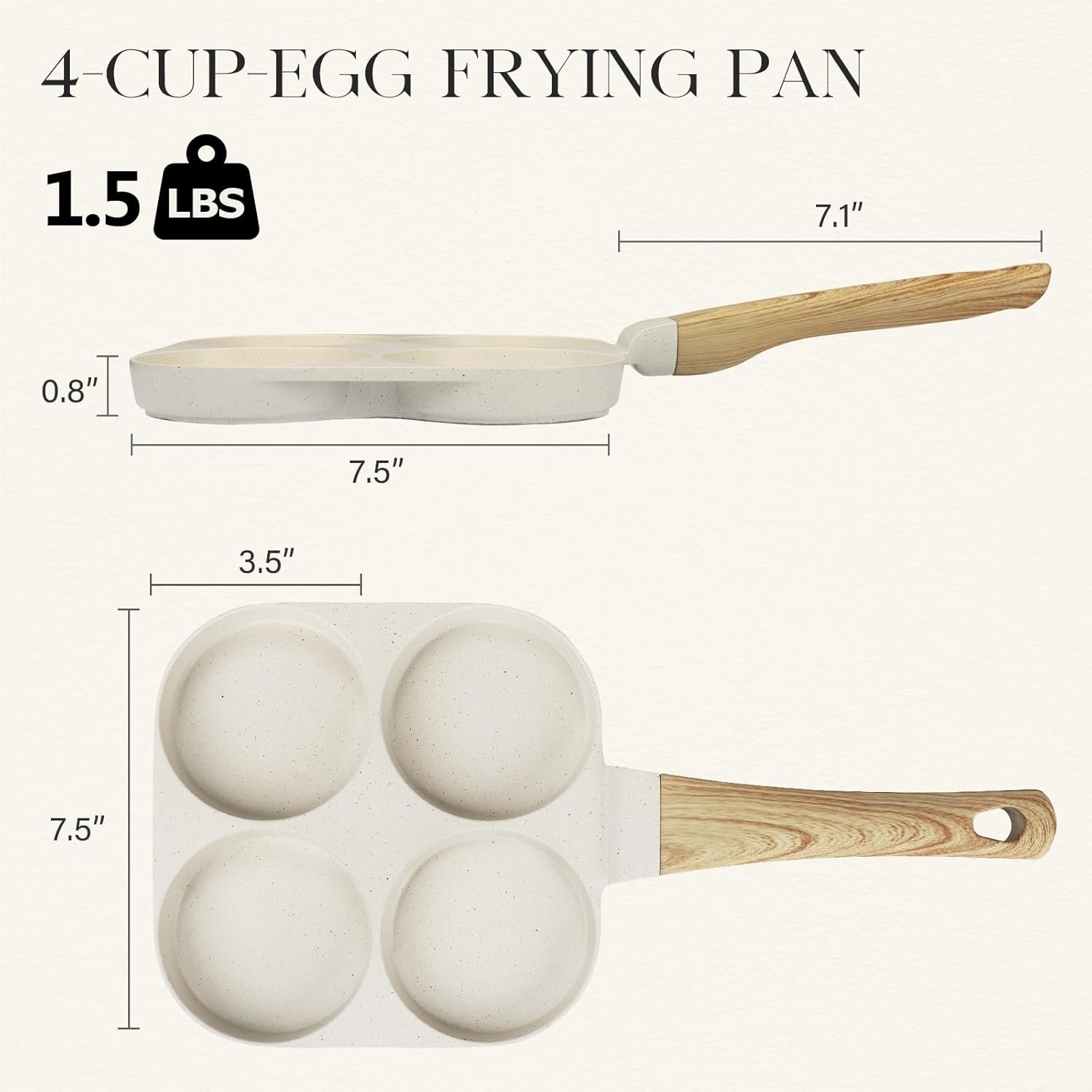 Nonstick Egg Frying Pan, 4-Cup Granite Non Stick Omelette Pan Skillet for Breakfast, Pancake Pan with Heat-Resistant Handle - 图片 3