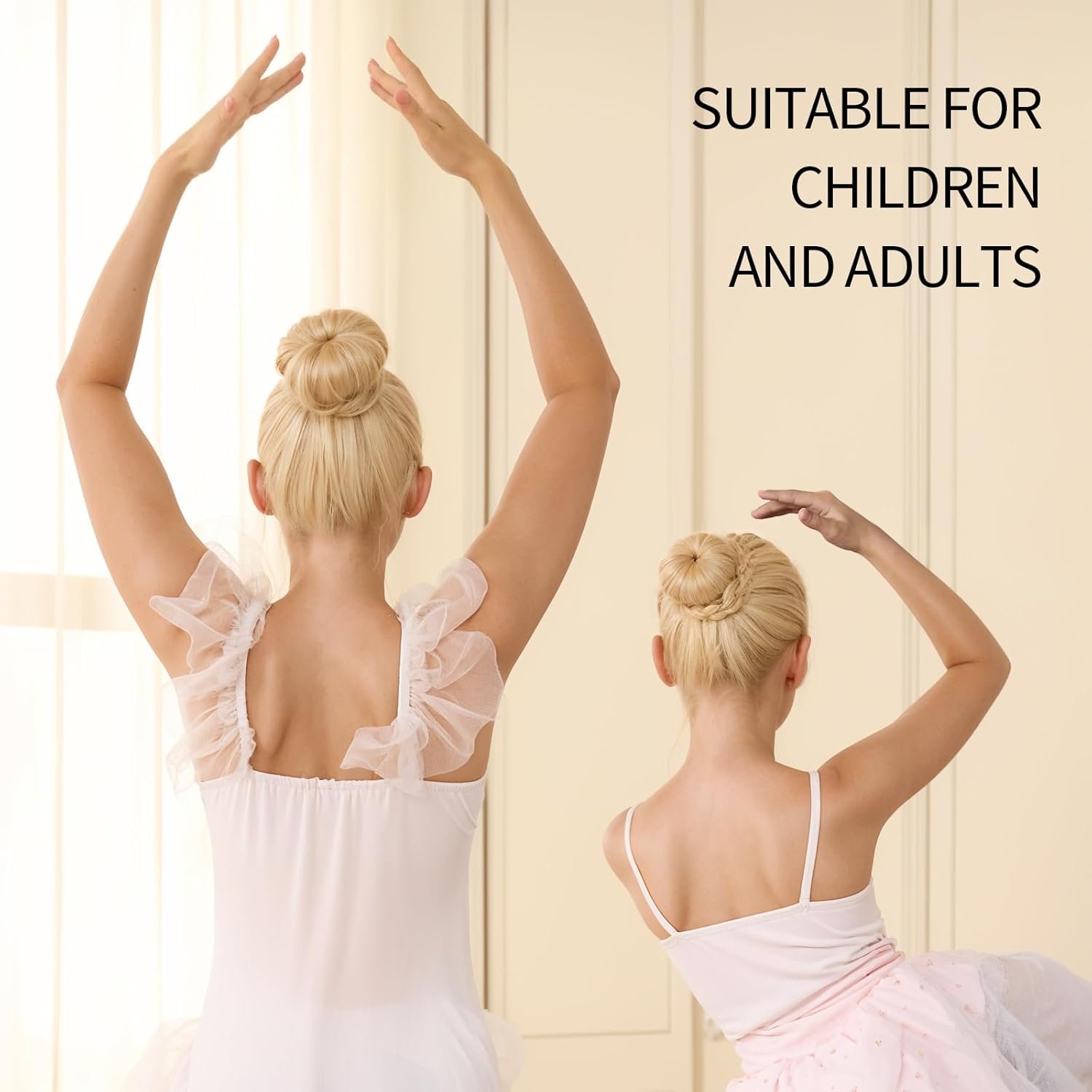 Hair Bun Shaper Set with Large, Medium, Small Hair Donuts For Buns, Hair Accessories For Girls, 5 Elastic Bands, Beige " - 图片 3