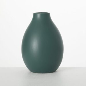 Teal Ceramic Flower Vase 9"" Tall, Versatile Modern Home Decor Vase for Flowers, Decorative Accent for Kitchen, Living Room, Office