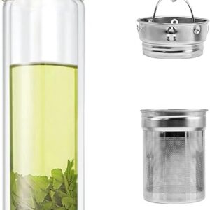  Borosilicate Glass, Double Wall, Infuser & Strainer, Bamboo Lid, 400ml
