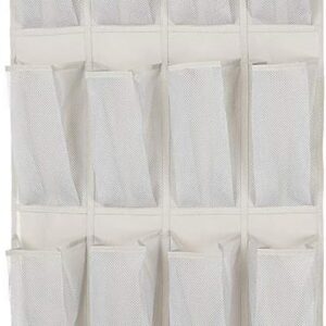 24 Medium Pocket Over-the-Door Hanging Shoe Organizer, Light Grey