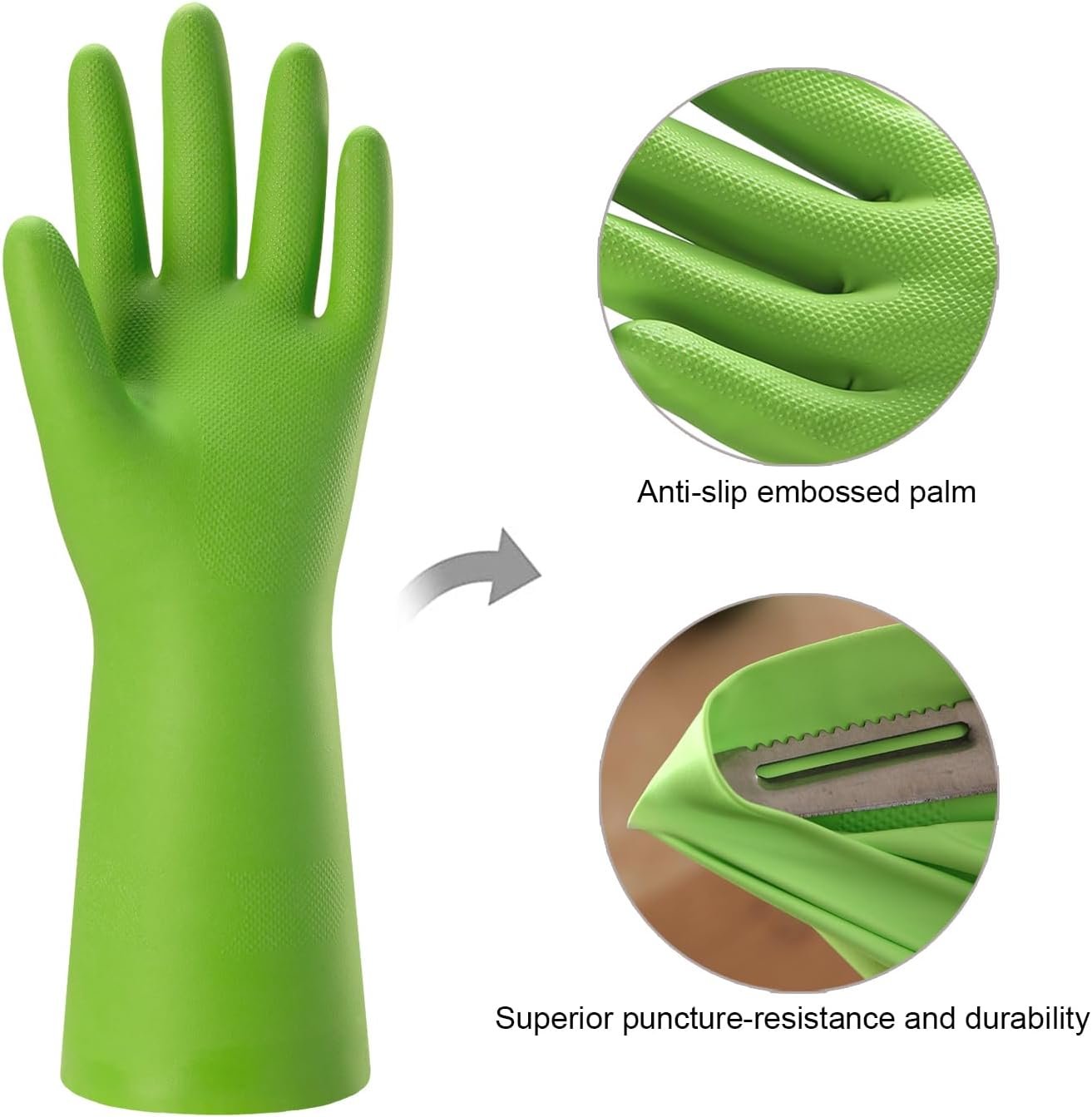 Rubber dishwashing gloves 3 or 6 Pairs for kitchen - 图片 3