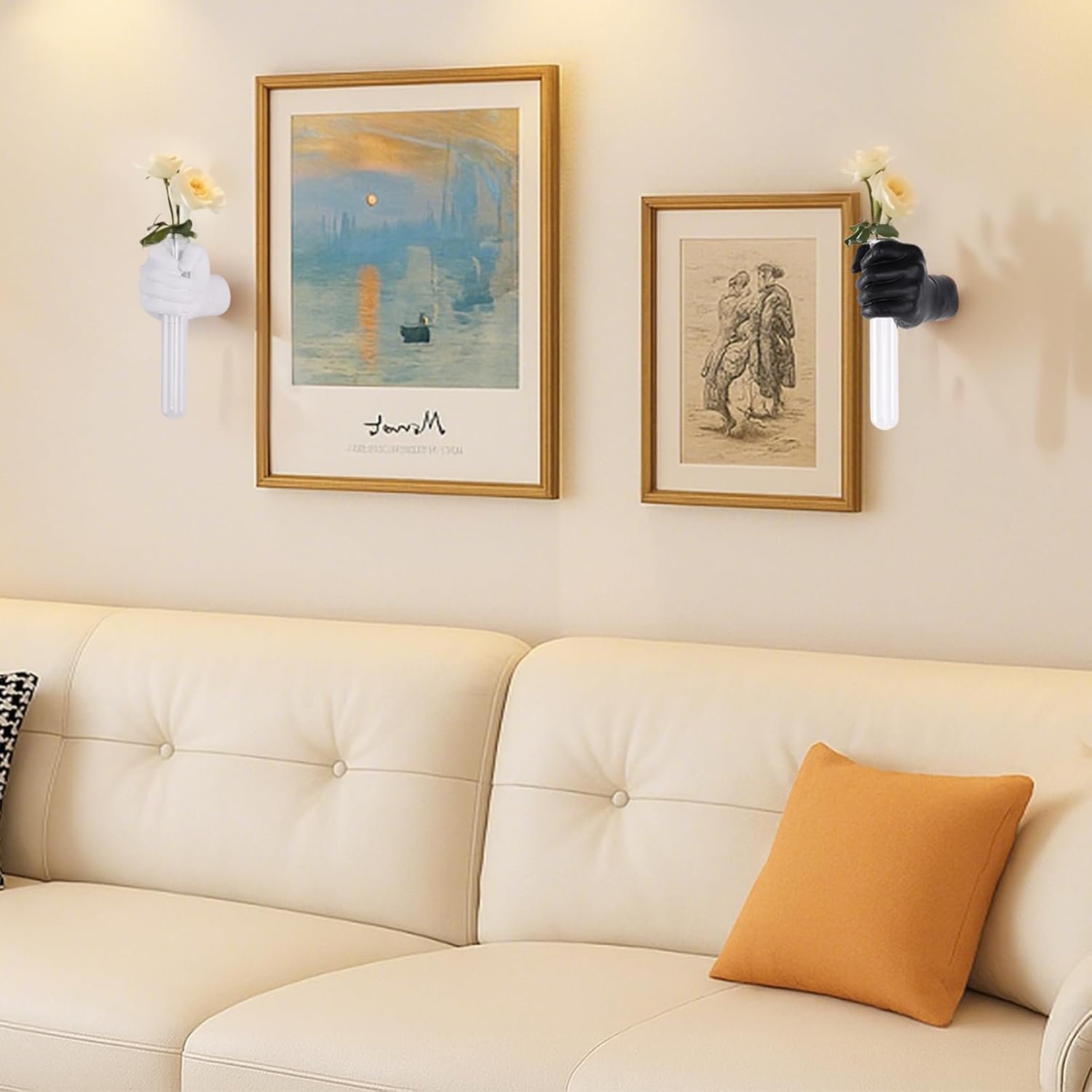 2 Pieces Wall Sculptures, Hands Vase Home Decor, Wall Mount Art Sculpture, Unique Wall Art Statue - 图片 4