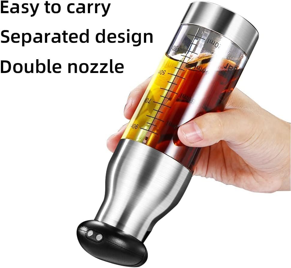 Oil Sprayer for Cooking, 200ml Double-headed Oil Vinegar Bottles Oil Dispenser for Air Fryer Vinegar, Olive Oil Spray for Salad, BBQ, Kitchen Baking - 图片 2