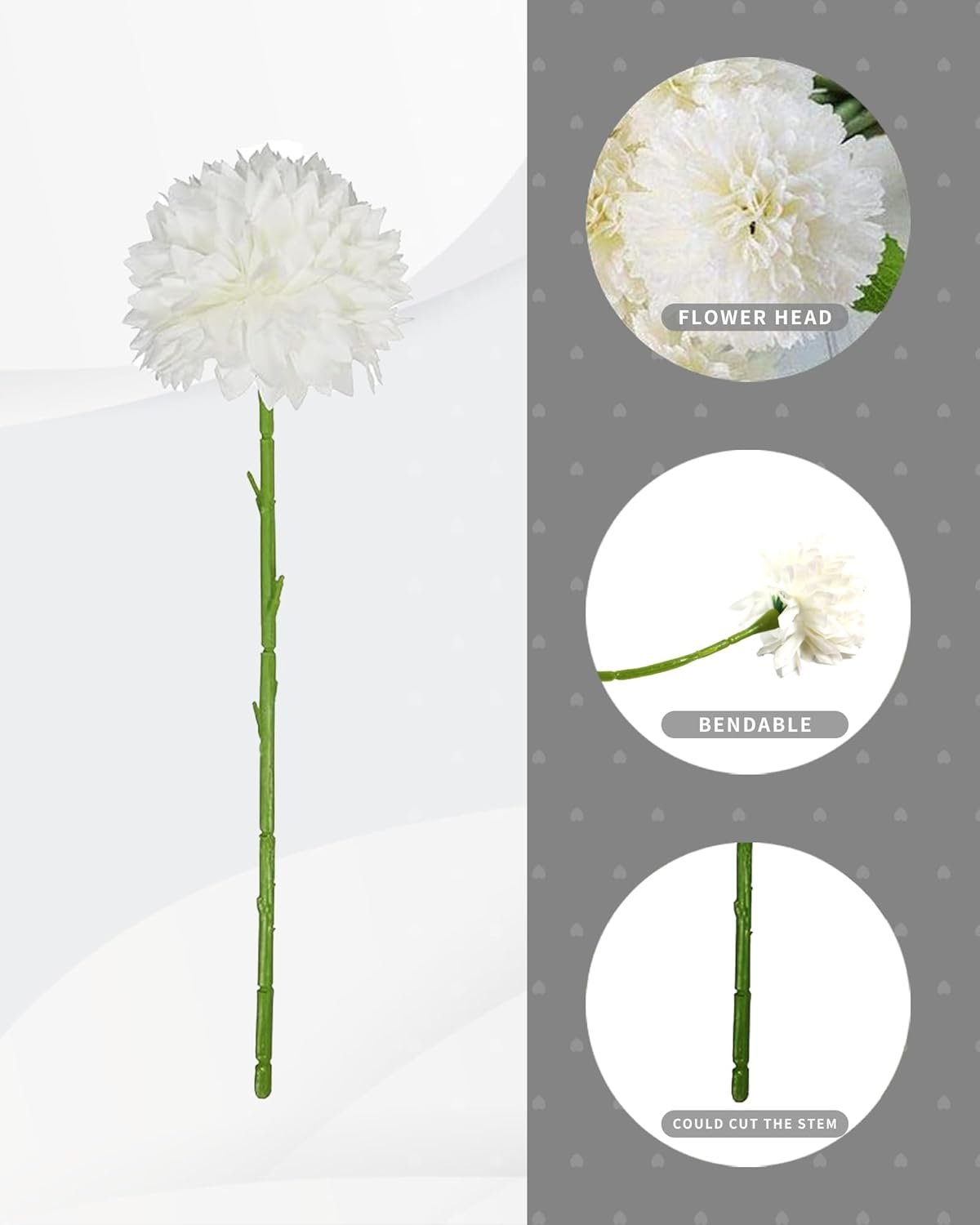 12 Pcs Artificial Chrysanthemum Flowers – White Fake Silk Mums Bouquet for Wedding, Indoor Floral Home Decor - 图片 4