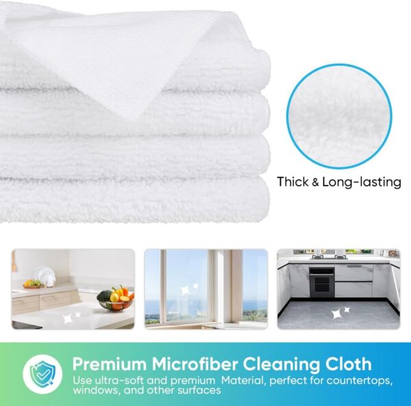 Cleaning Cloth,12 Pack Cleaning Rags, Cleaning Towels with 4 Color Assorted, 11.5"X11.5" - 图片 2
