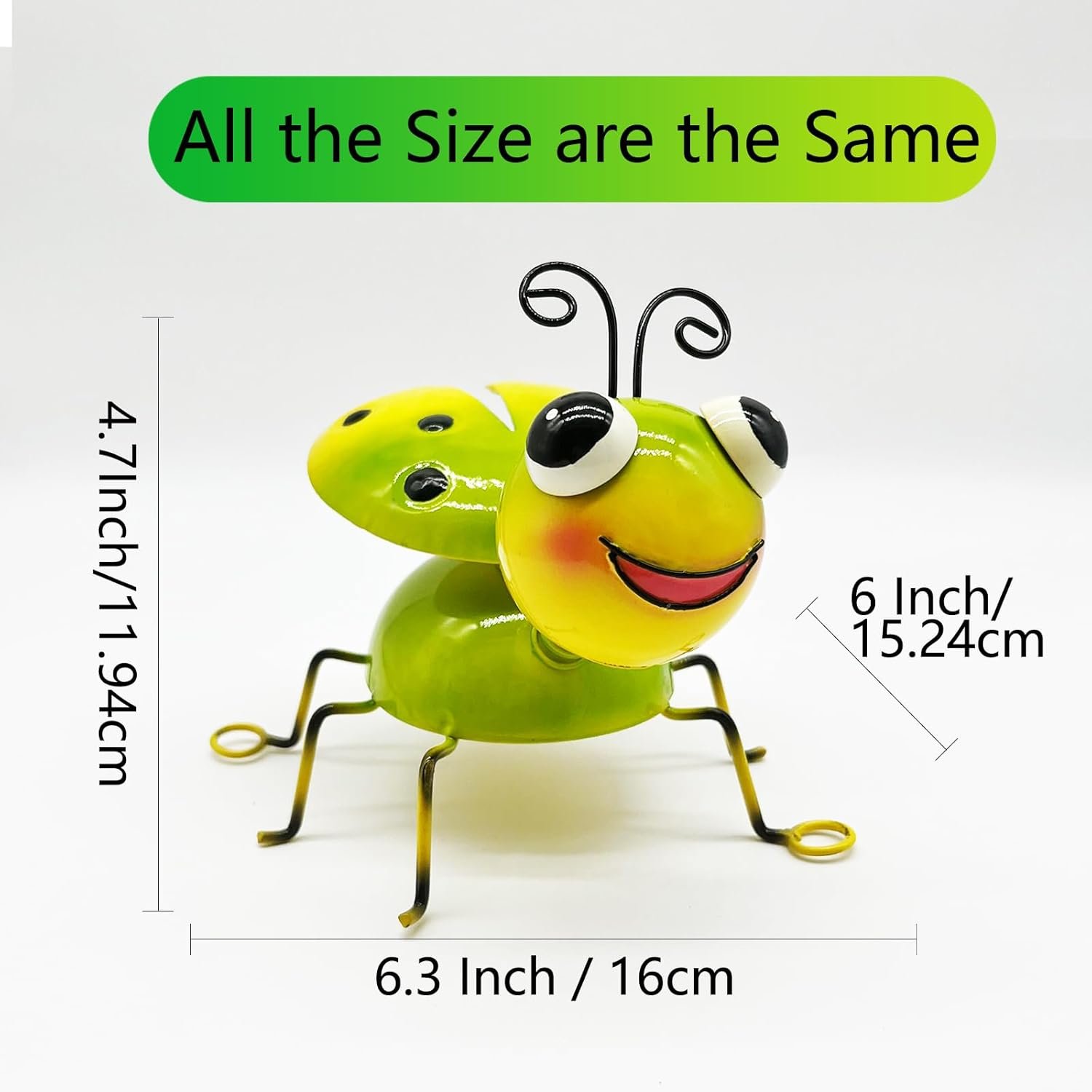 Metal Yard Art Garden Decor for Outside Cute Green Ladybugs Lawn Patio Ornaments Backyard Decorations - 图片 4
