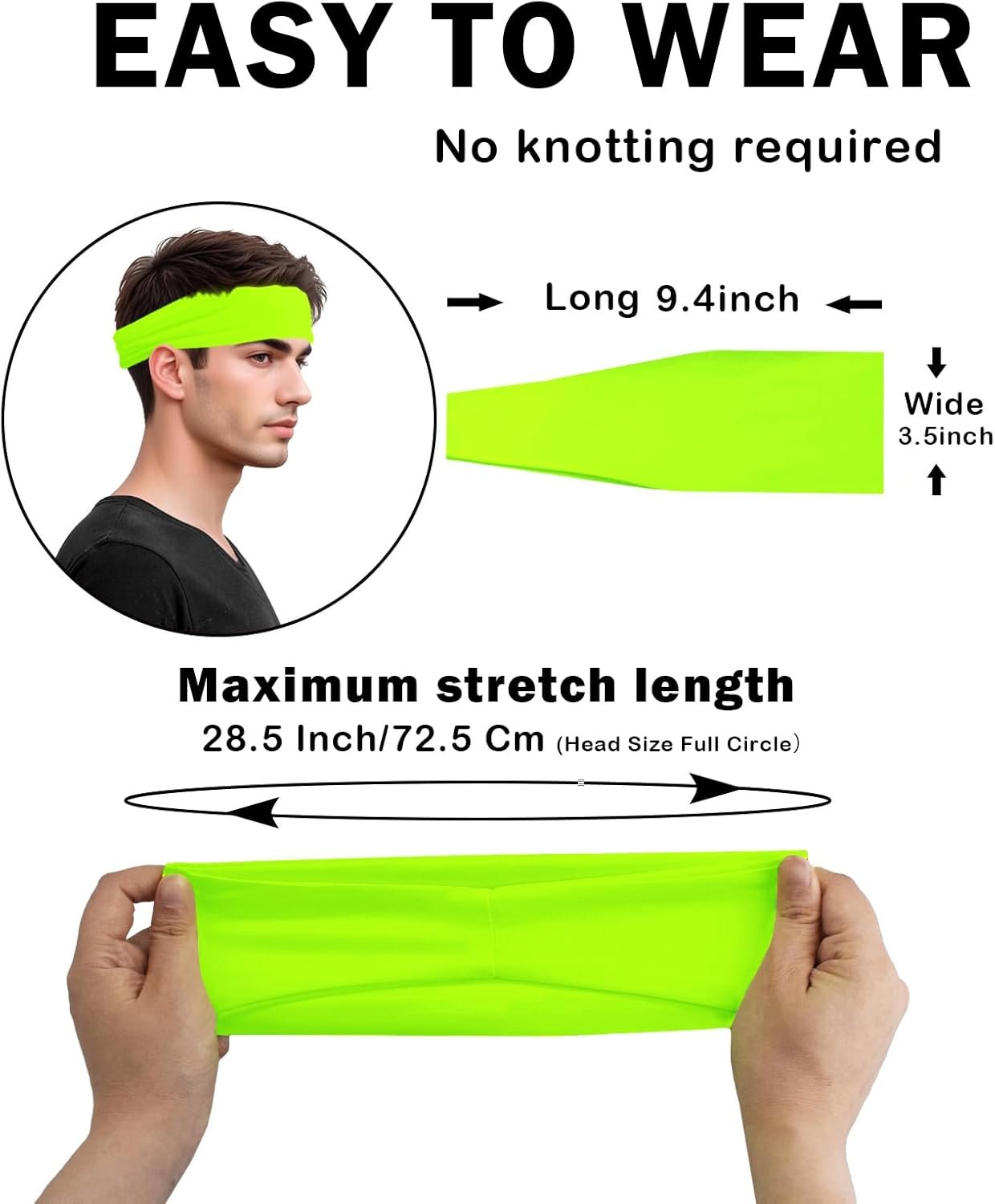 Headbands for Men & Women, Sweat Headband Non-Slip Sweatband Sports Running Cycling Yoga Basketball Workout - 图片 5