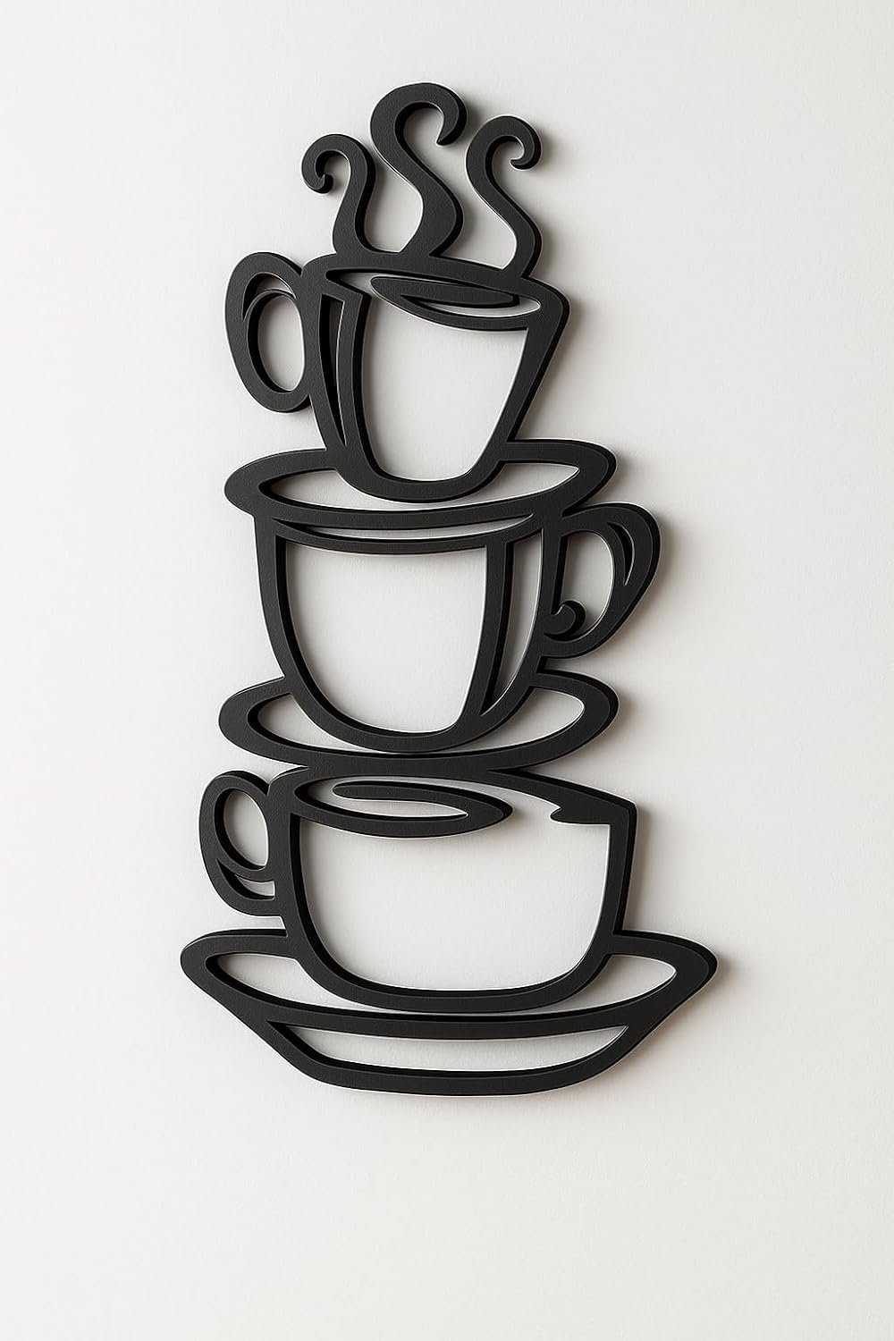 Super Z Outlet Black Coffee Cup Silhouette Metal Wall Art for Home Decoration, Java Shops, Restaurants
