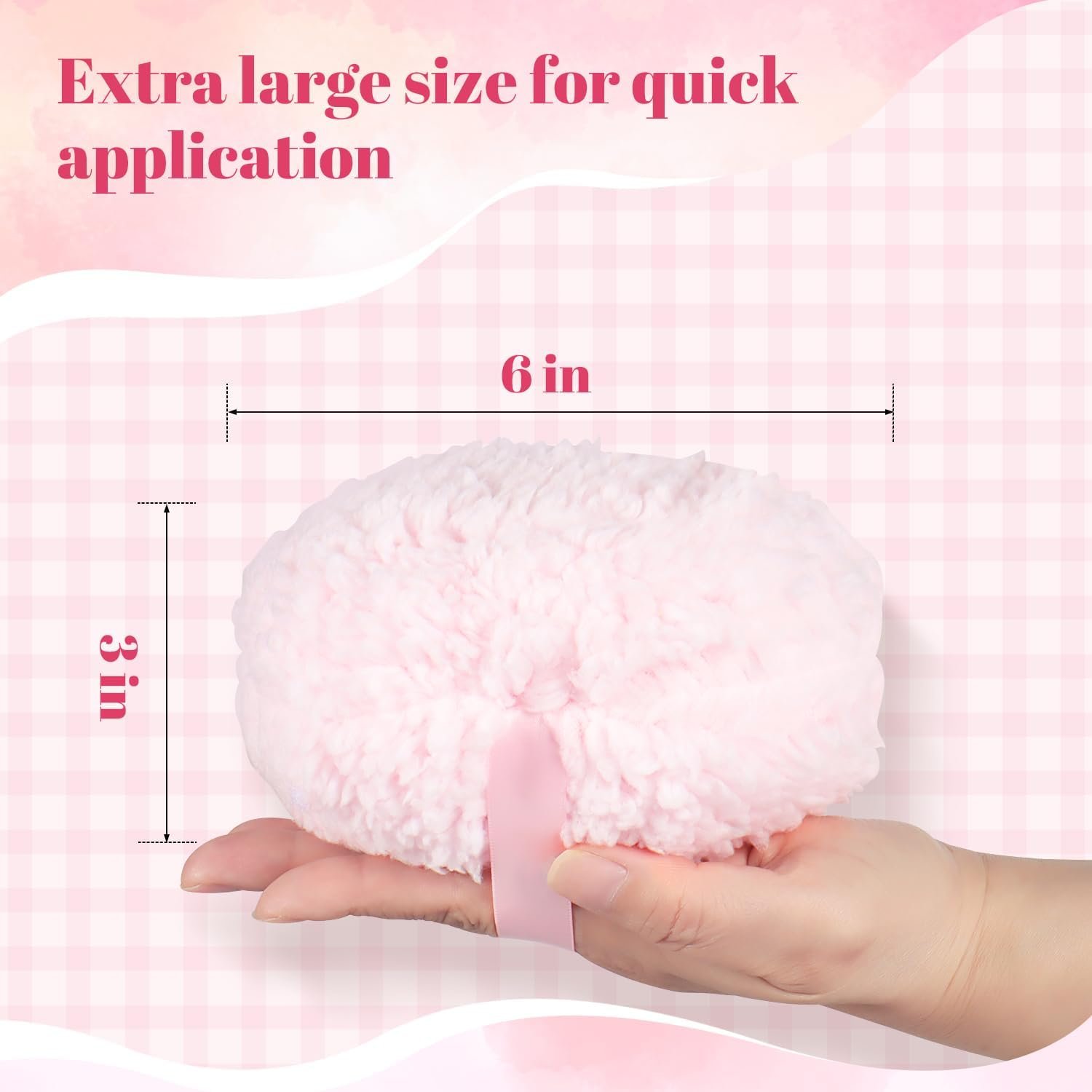 "Extra Soft Powder Puff, 6"" x 3"" Large Body Powder Applicator, Dusting Powder Puffs with Loose Powder Container for Women (Pink) " - 图片 4