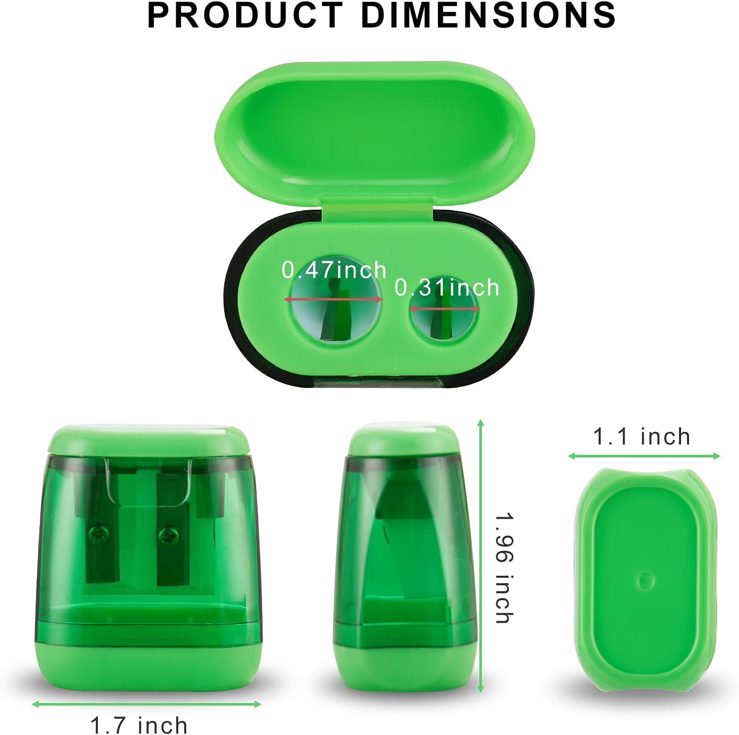 4 Pcs Pencil Sharpeners Manual,Dual Holes Compact Colored Handheld Pencil Sharpener for Kids with Lid - 图片 4