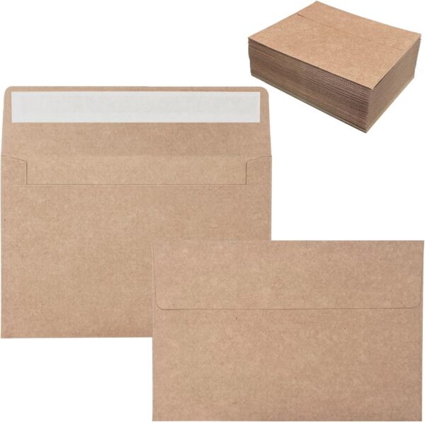 100 Pack 4x6 Envelopes for Invitations, Brown Kraft Envelopes