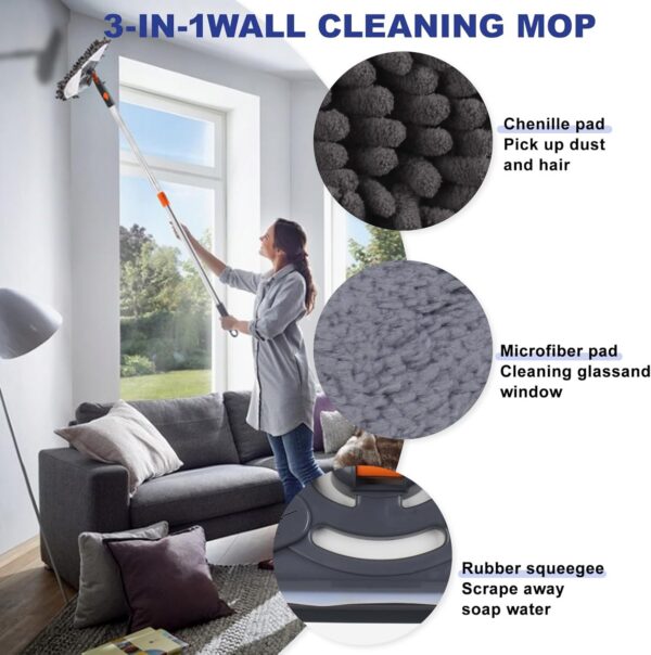 Wall Cleaner Mop with 79 Inches Long Handle, 360° Wall Washer Cleaner Tool for Walls/Ceiling - 图片 2