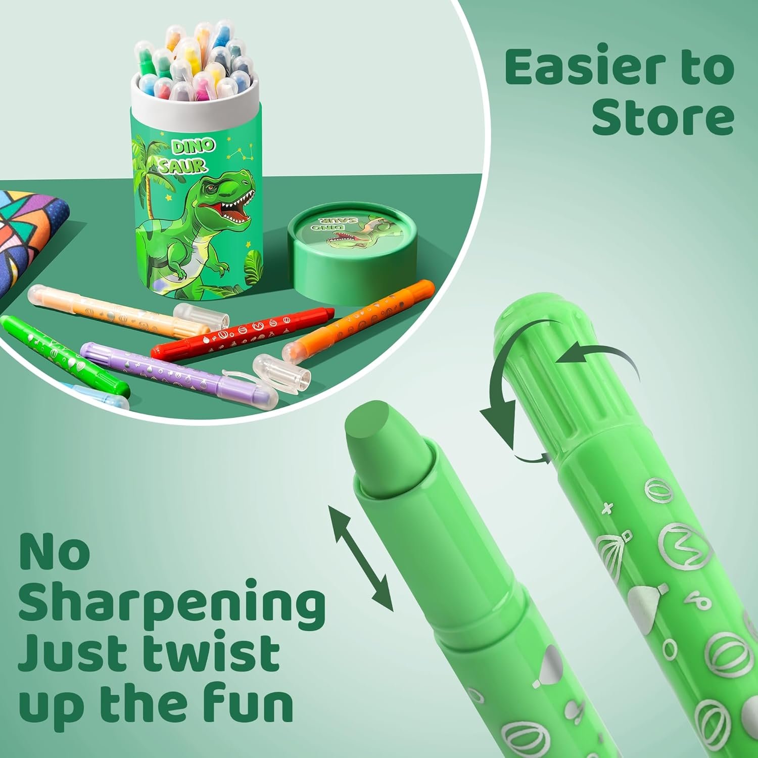 24 Colors Non Toxic Washable Crayons for Kids,Art Supplies Drawing Coloring Crayon Set,Gift for Boys and Girls,Back to School,Stocking Stuffers - 图片 2