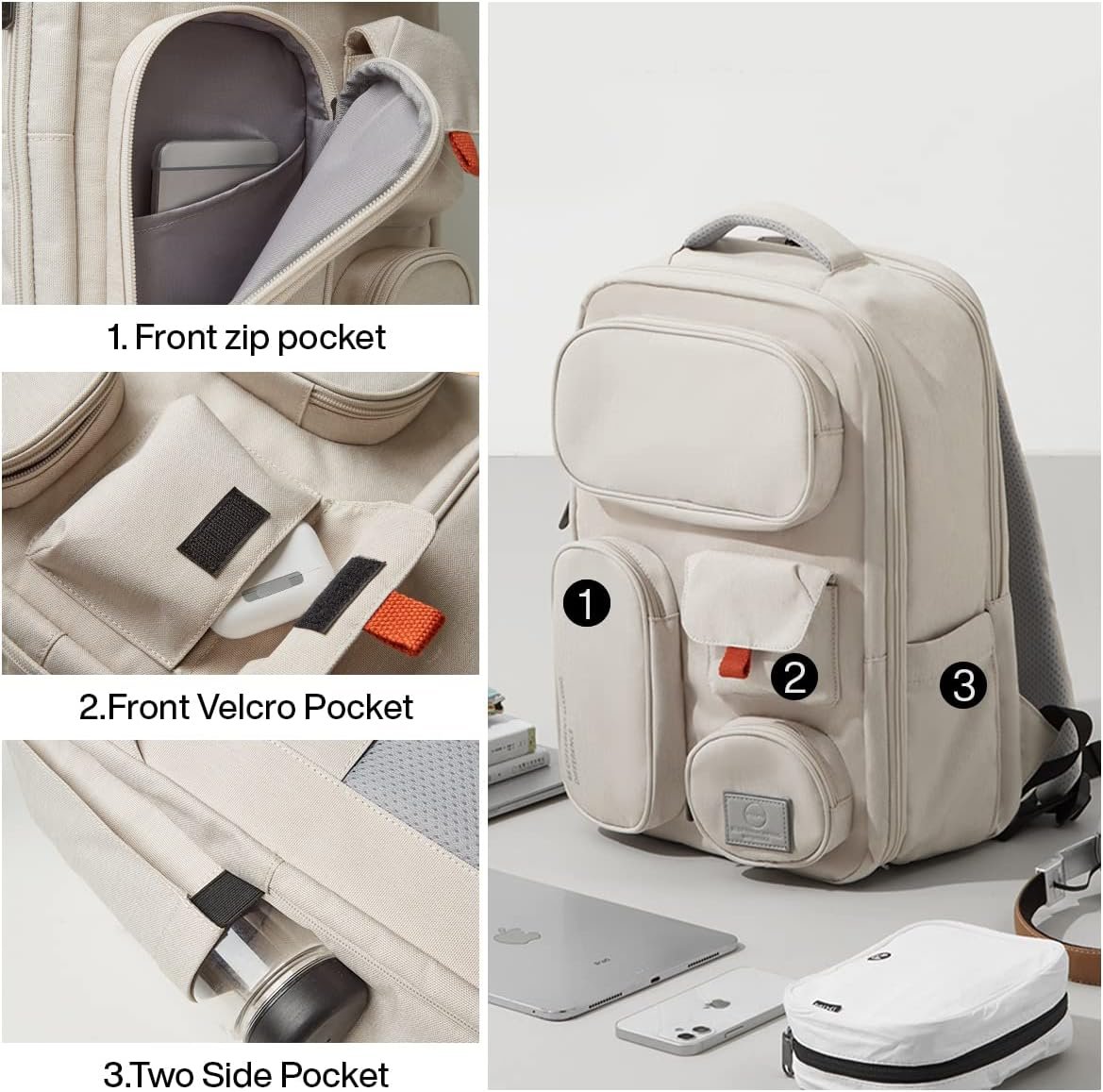 Travel Backpack for Women & Men 15.6'' Laptop Carry On Weekender Bag Outdoor Hiking with Multifunction Pockets 180° Open Water Resistant 18 Inch 22L - 图片 2