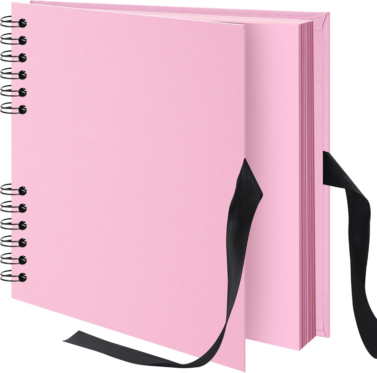 10×10 inch Scrapbook Photo Album DIY Picture Book 40 Pages, Thick Kraft Paper Scrap Book Album with Silk Ribbon Wedding Guest Book Memory Book for Baby