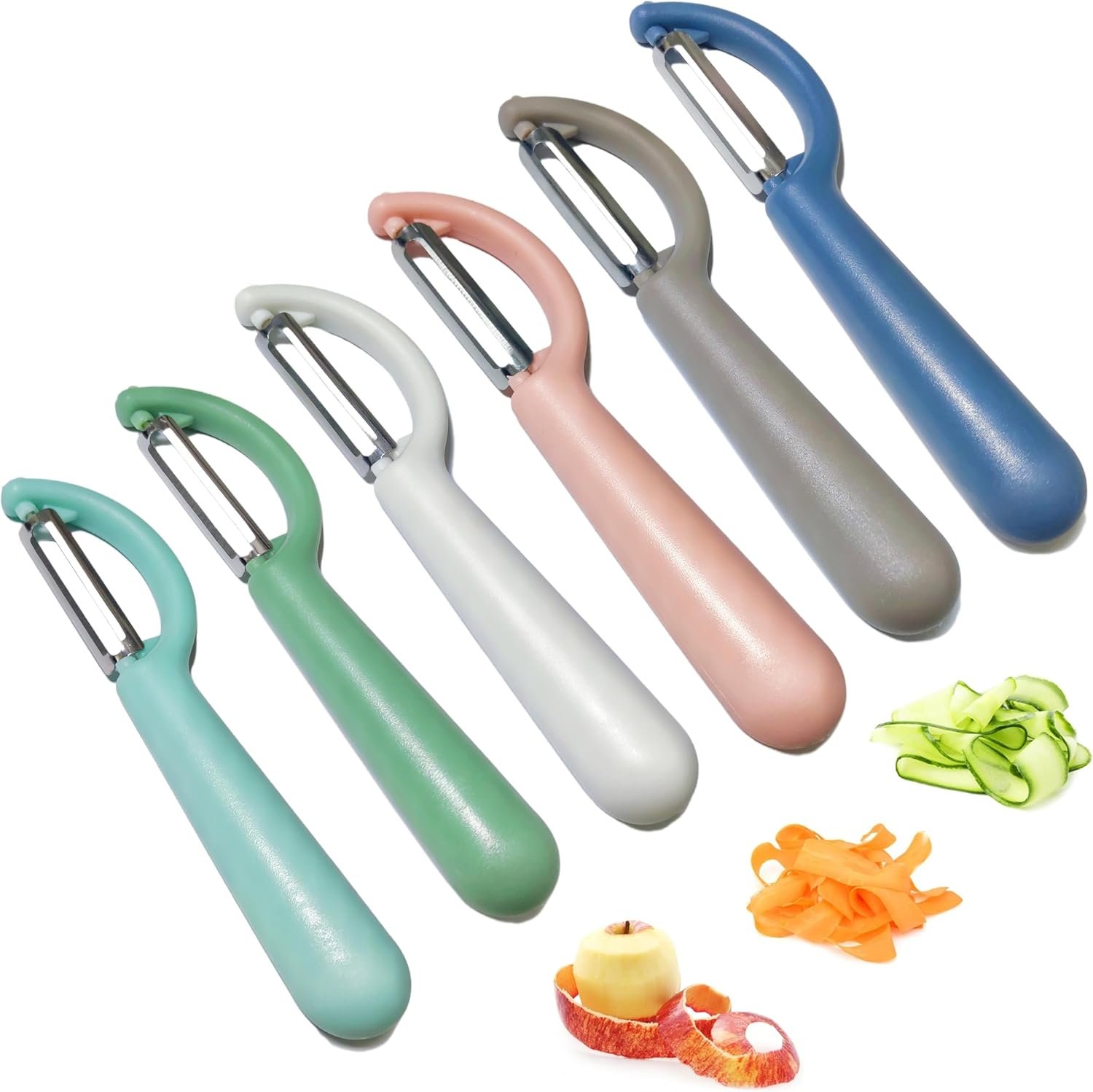 6-Piece Vegetable Peelers for Kitchen,Stainless Steel Apple Peeler Set for Veggie Carrot Fruit Zucchini Cucumber Peeler Sharp Potatoes & Potato Peeler Bulk with Non-Slip Handle