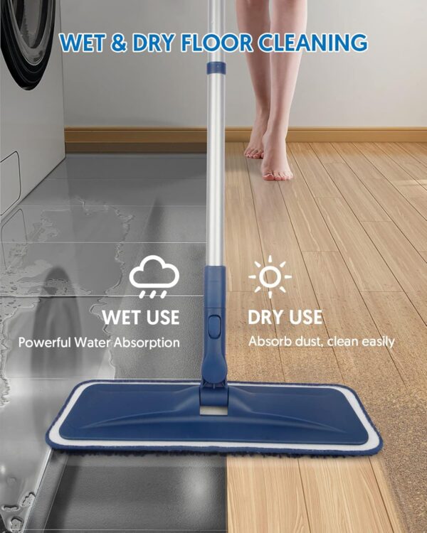 Flat Floor Mop Wet Dry Use for Hardwood Floors Laminate Wood Tile Vinyl Wall Hard Surface - 图片 4
