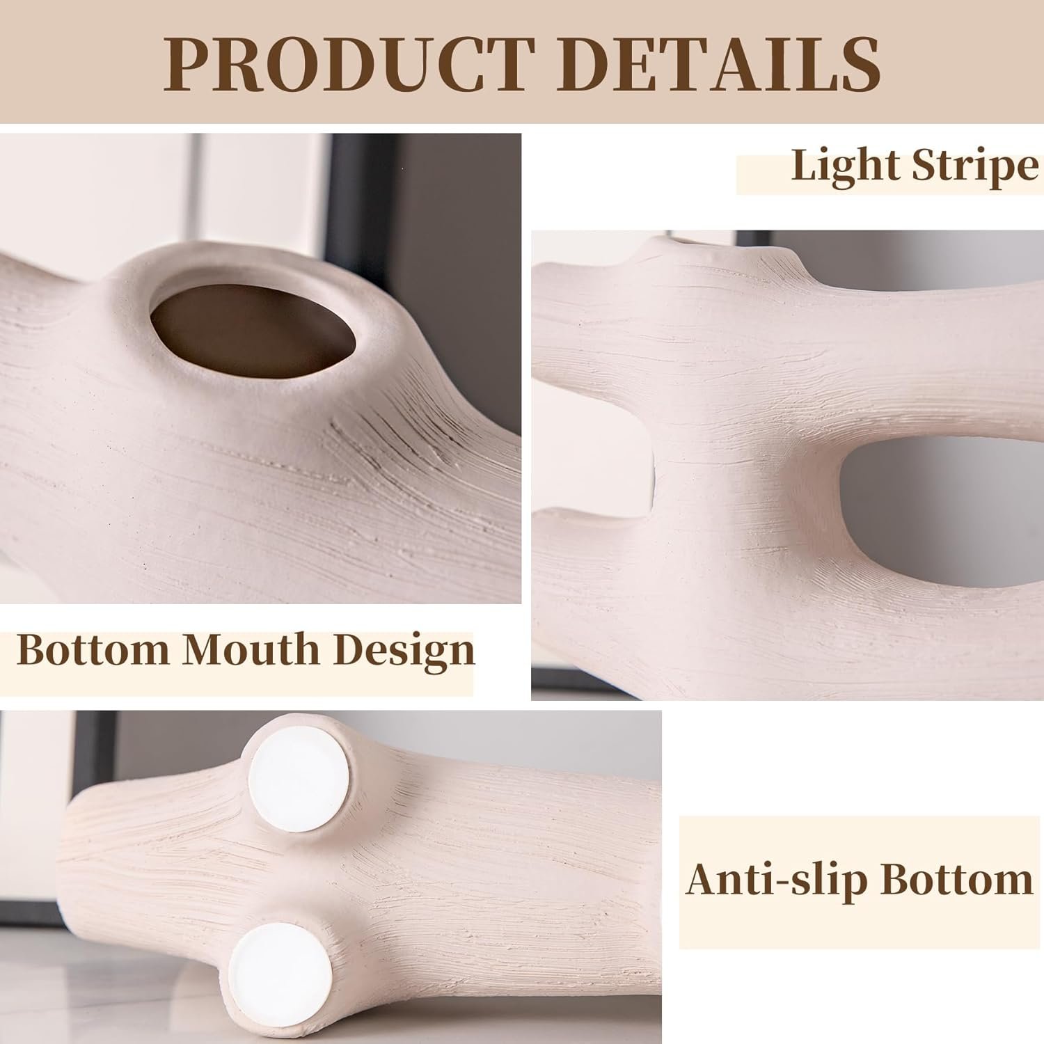 Small Vase Home Decor, Ceramic Handmade Vase Wabi Sabi Decor, Hollow Textured vase Coffee Table Decor - 图片 2