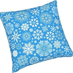 Perinsto Winter Snowflakes Blue Throw Pillow Covers Set of 2 Christmas Decorative Pillowcases Soft Cushion Covers for Sofa Couch Bed Home Decor