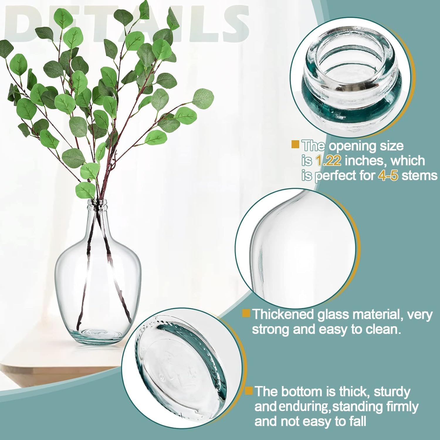 Clear Glass Vase Tall Farmhouse Vase for Branches Glass Vases for Centerpieces in Home Decoration - 图片 3