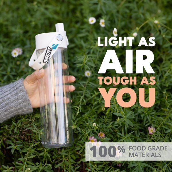 BPA-Free Tritan Plastic Reusable Water Bottle with Charm Strap - Ideal for Travel, Gym and Sports - Leak Proof when Spout is Closed - 26oz - Clear - 图片 2