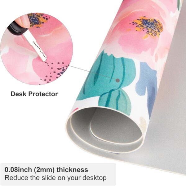Colorful Star Large Mouse Pad, Pink Floral Desk Mat for Desktop - 图片 5