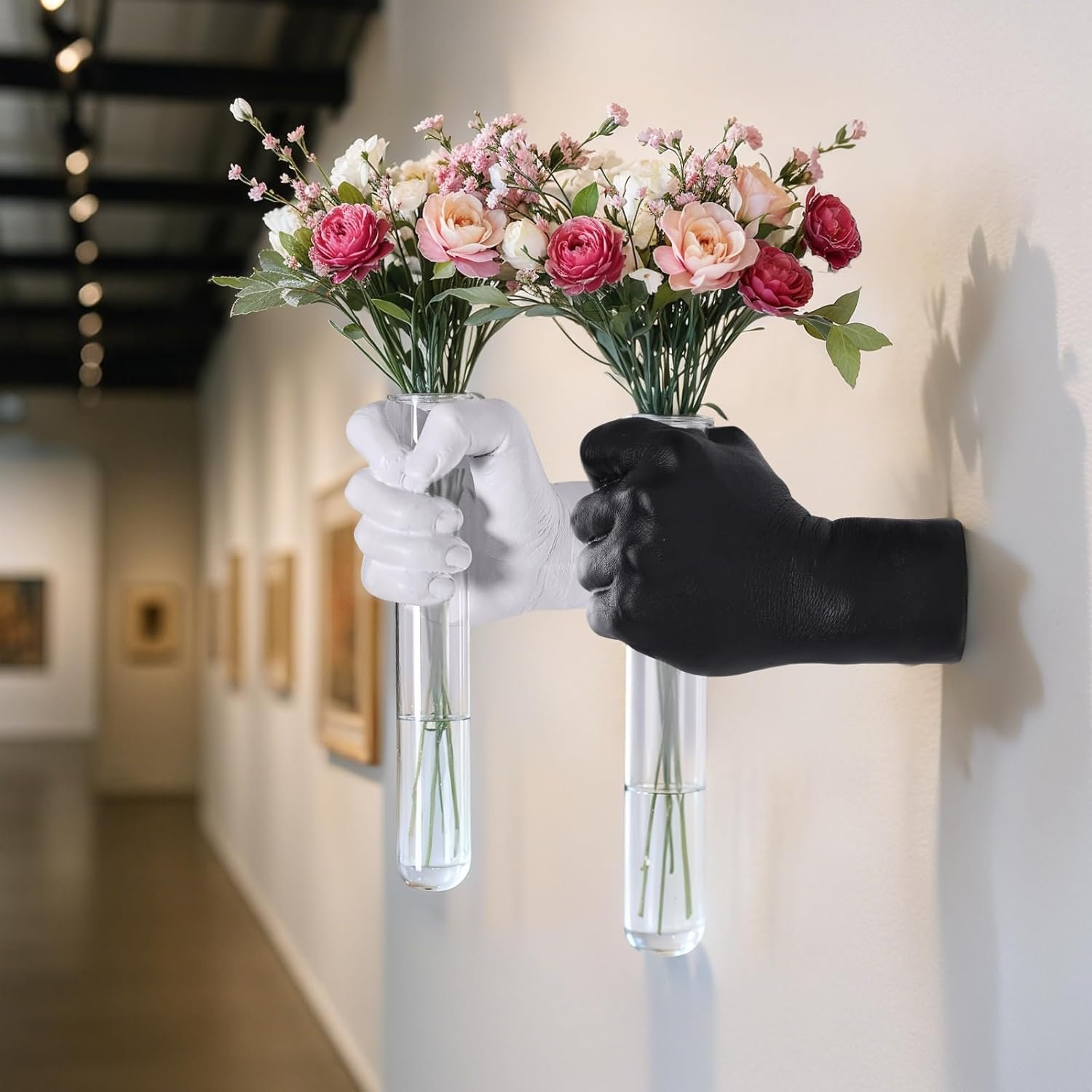 2 Pieces Wall Sculptures, Hands Vase Home Decor, Wall Mount Art Sculpture, Unique Wall Art Statue - 图片 3