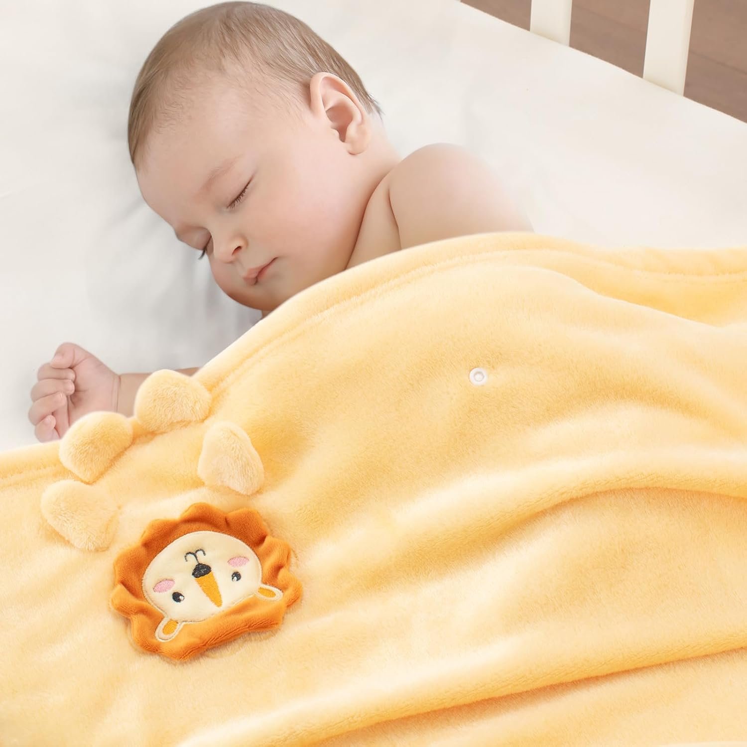 Foldable Lion Shape Plush Blanket, Super Soft Warm Breathable Receiving Blankets Newborn Nursery Swaddle Blankets Gifts for Crib - 图片 4