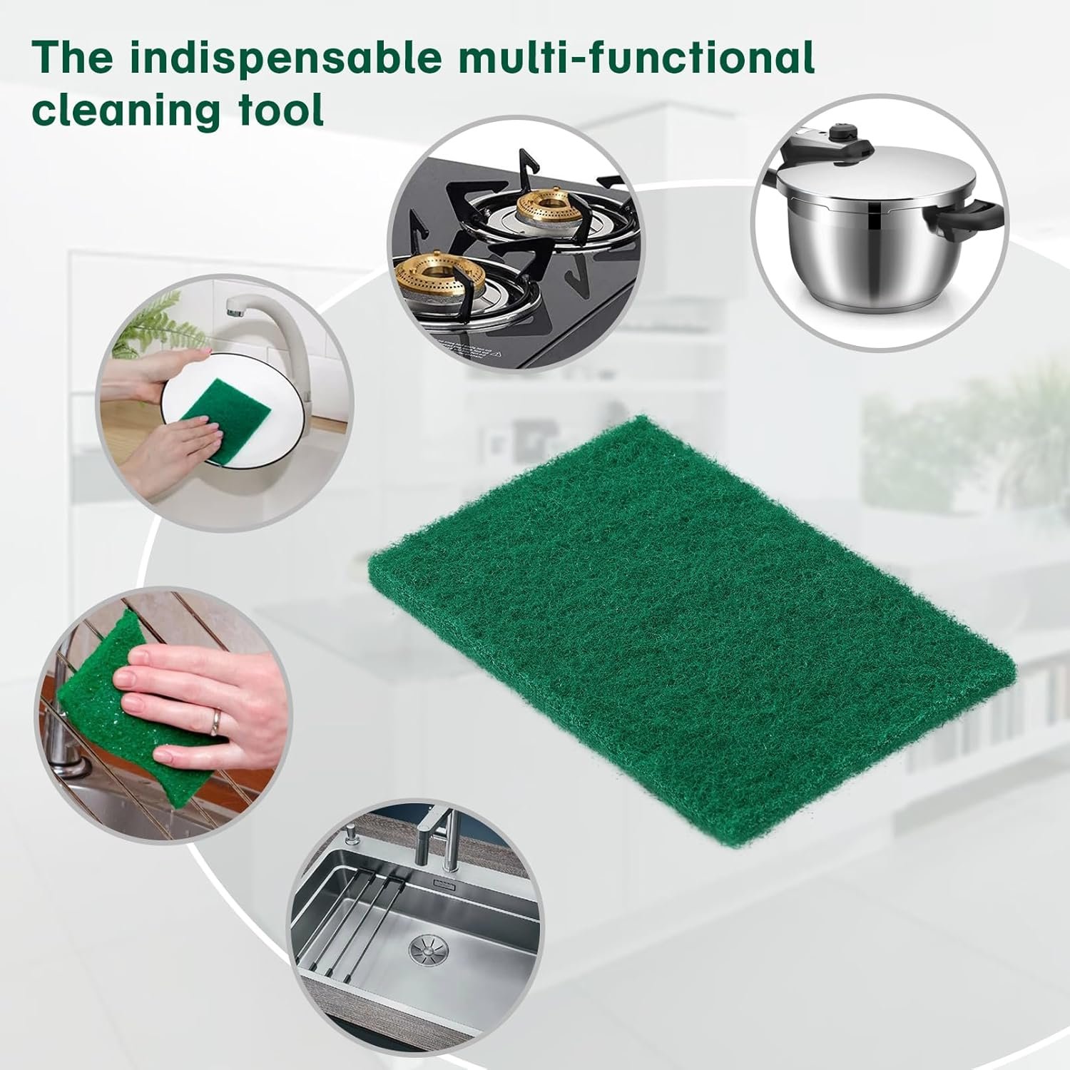 100 Pcs Scouring Pads,Heavy Duty Scour Pads,Dish Scrubber Scouring Pads - 图片 4
