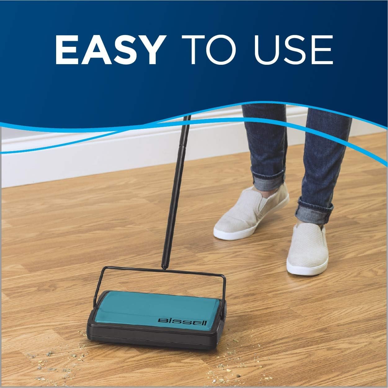 "Compact Carpet & Floor Sweeper, Teal " - 图片 2