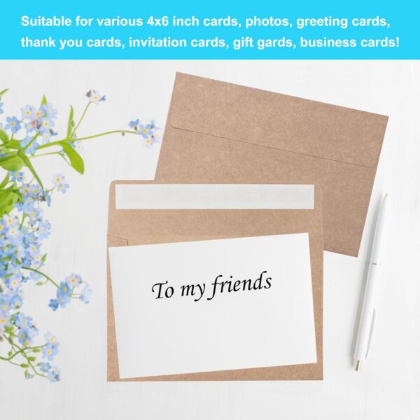 100 Pack 4x6 Envelopes for Invitations, Brown Kraft Envelopes - 图片 2