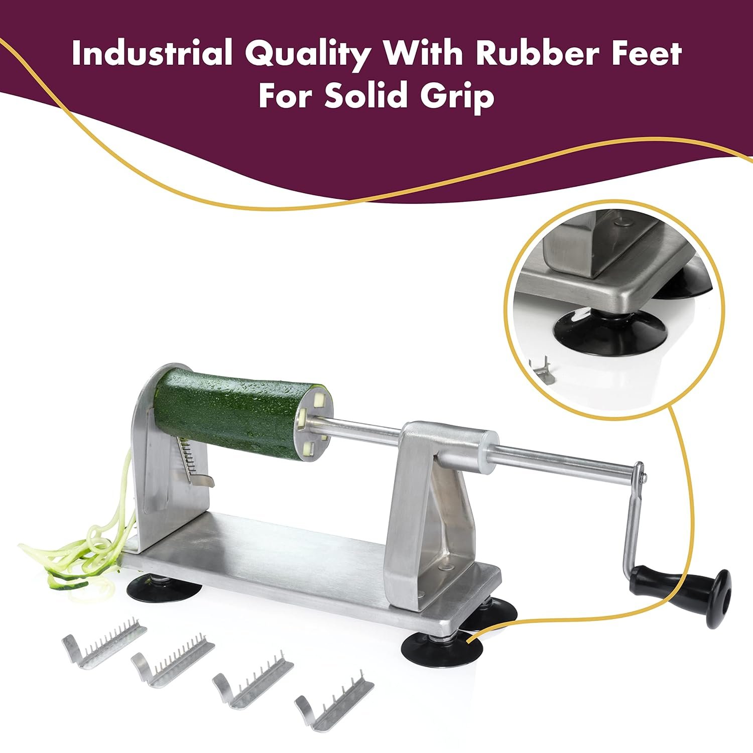 5 Blade Zucchini Noodle Maker - Industrial Quality Vegetable Slicer for Veggies, Salad Chopper, Potato Cutter, Zoodle Maker - 图片 4